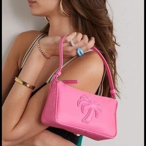 Palm Ageles Pink Nylon Palm Embossed Shoulder Bag